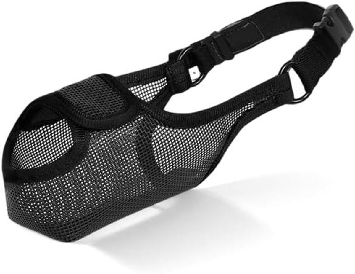 CSGoods - Ademende hondenmuilkorf voor hondentraining - Nylon mesh - Verstelbare bandjes - Voorkomt bijten en blaffen - Klittenbandsluiting - Geschikt voor middelgrote en grote honden (L)