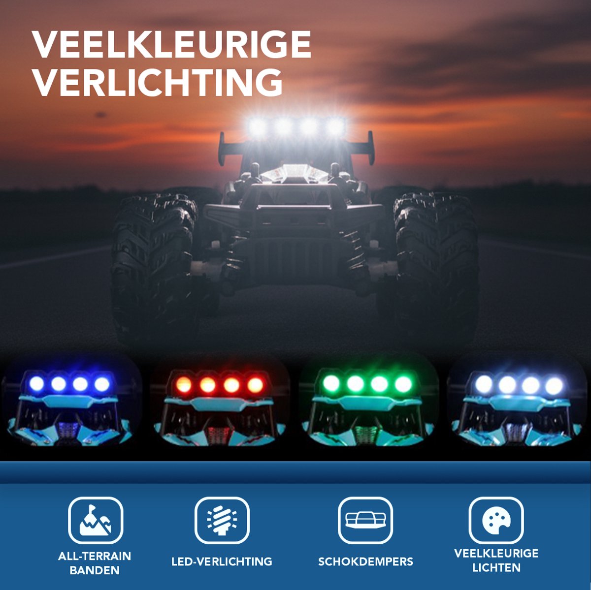 Little Monkeez RC Bestuurbare Auto X15 Beast - 1:16 All-Terrain met 30+ Min Speeltijd - 15 km/h — afbeelding 4