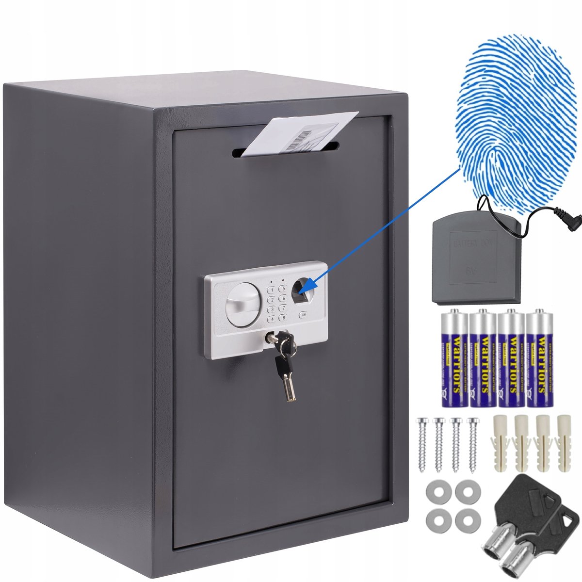Biometrische Geldkluis met Digitale Code en Inwerplade - 50 cm