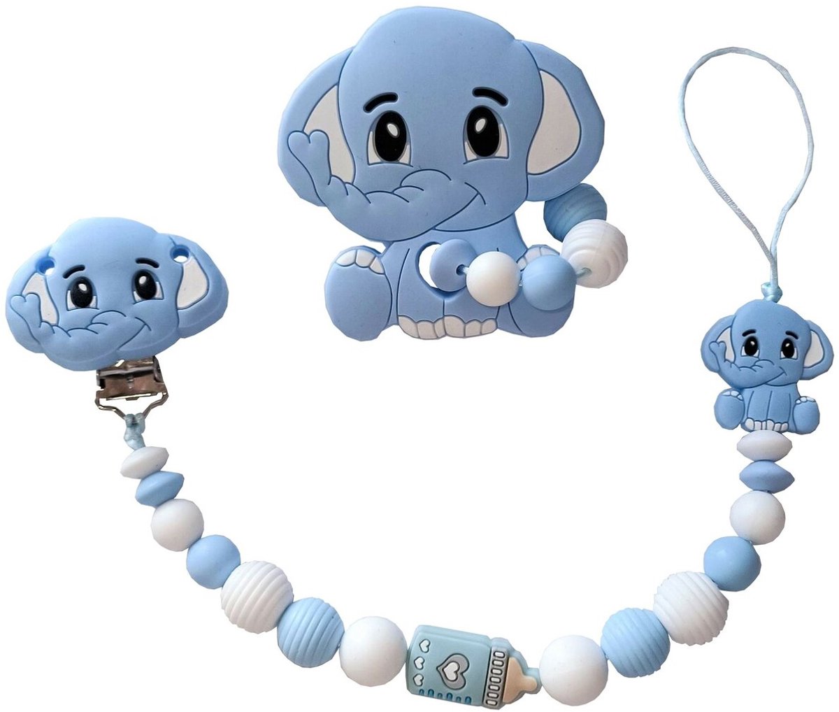 Siliconen set tutterkoord olifant blauw