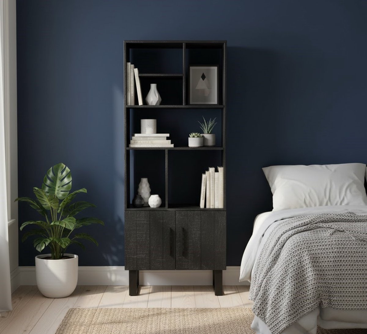 Boekenkast Valencia van – Moderne - 74x40x190 cm - – Moderne Mangohouten Kast 74x40x190 - Medahomestore
