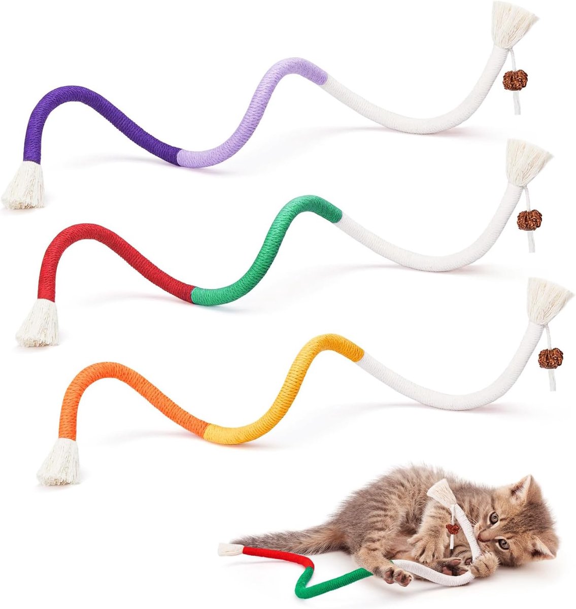 3pcs Interactief Speelgoed voor Katten - Verschillende Kleuren - Kittens Speelgoed voor Thuis - Binnen (70cm)