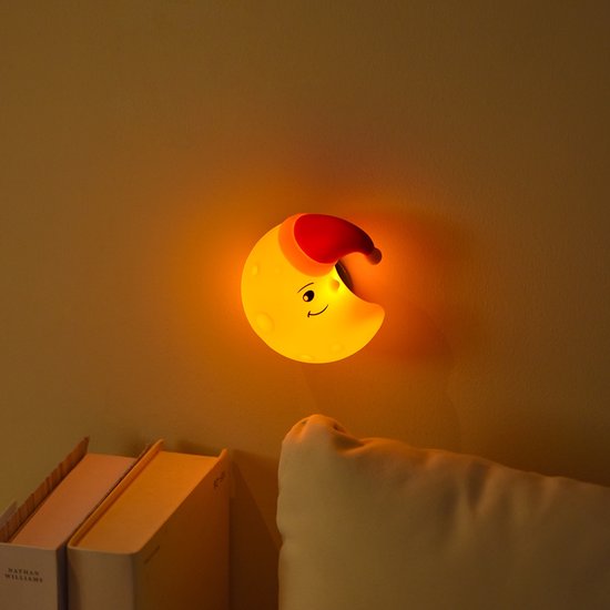 Siliconen Nachtlicht Kleine Magnetische Absorberende Zachte Decor Decoratielamp voor Slaapkamer Kinderkamer, Vloerlampen (Maanvormig) van Merkloos — afbeelding 3