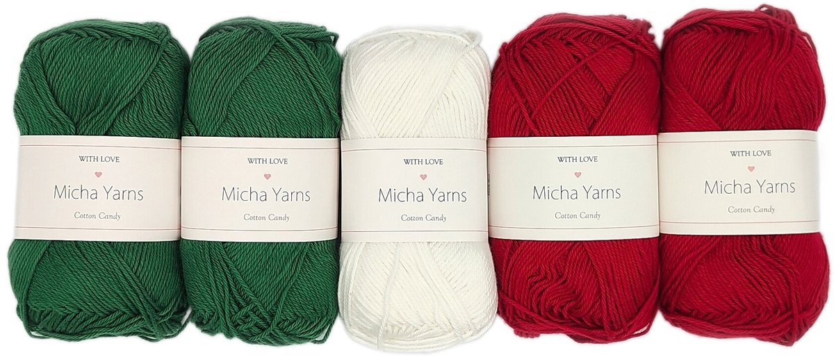 Micha Yarns - 5 bollen haakkatoen pakket - 100% katoen haakgaren - 5 x 50gram - Kerst Special 1 (090)