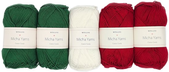 Micha Yarns - 5 bollen haakkatoen pakket - 100% katoen haakgaren - 5 x 50gram - Kerst Special 1 (090)