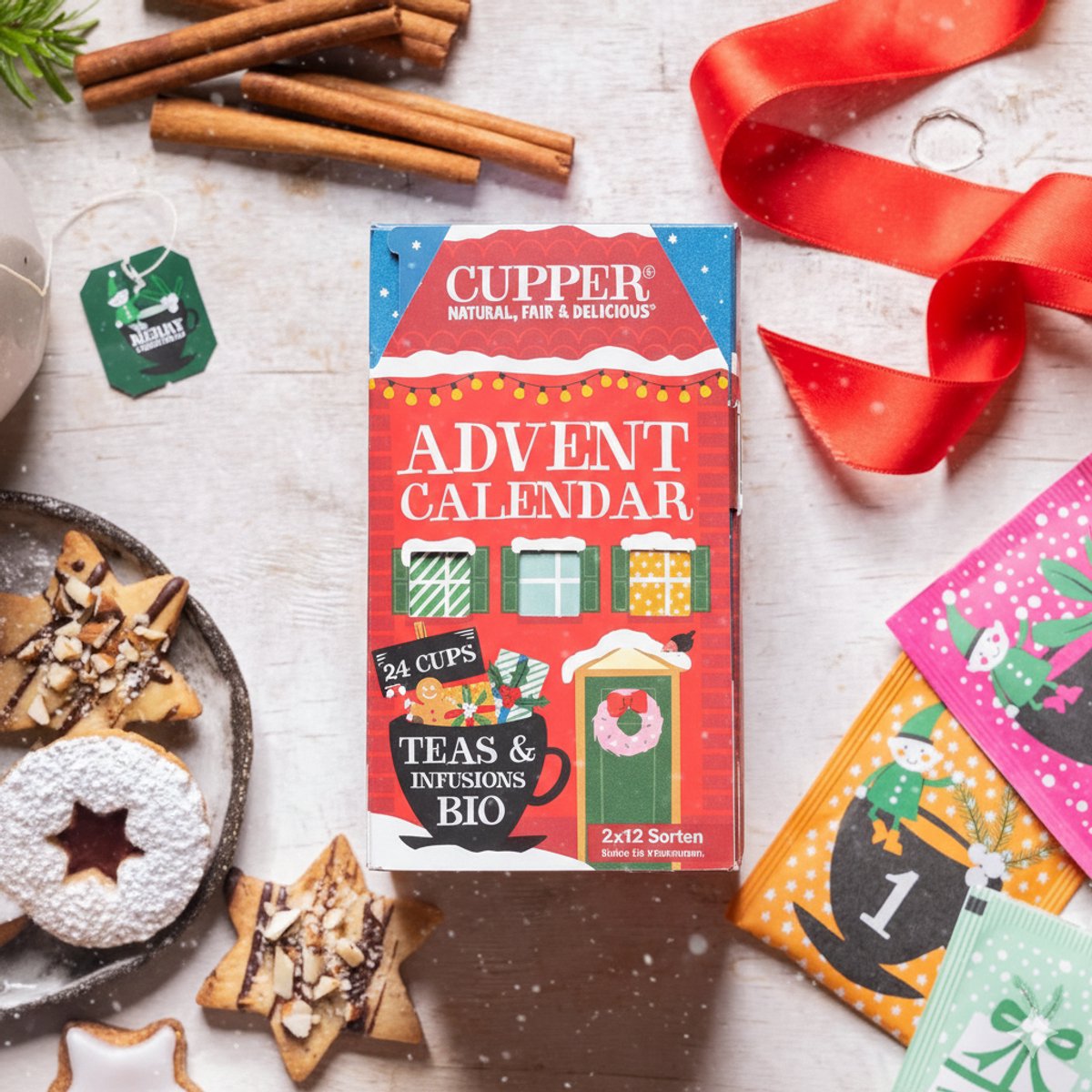 Biologische Thee Adventskalender 2025 – 24 Theezakjes – 2 x 12 Varianten met Twee Exclusieve Smaken – Kerstcadeau Zonder Chocolade – Perfect voor Theeliefhebbers – foto 7