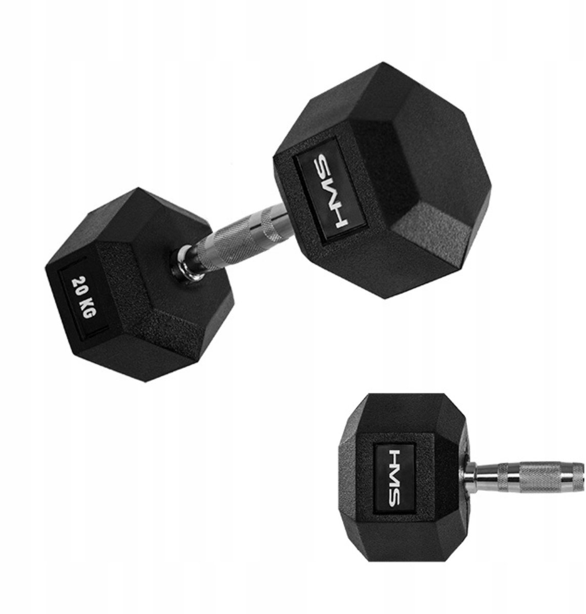 HMS Hex Pro Dumbbell 20 kg - Gecoat, Gekartelde Greep