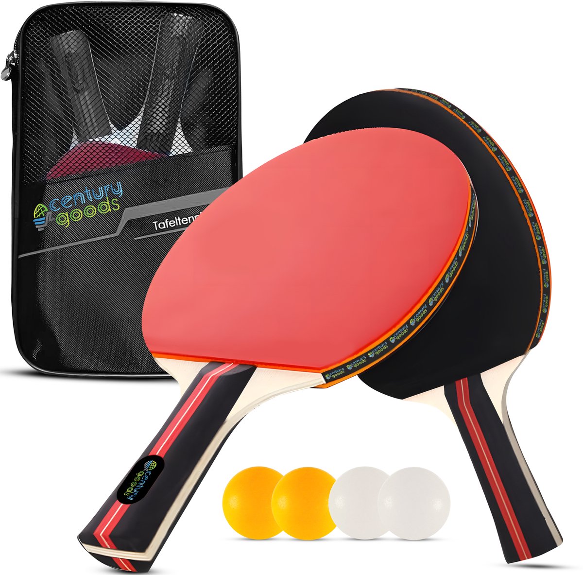 Tafeltennis set van 2 tafeltennisbatjes & 4 ballen - Pingpong set table tennis - Pingpong batjes