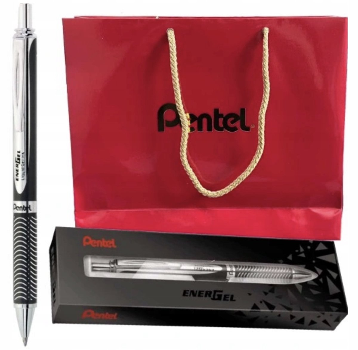 Pentel EnerGel BL407A Balpen Zwart - Luxe set met etui