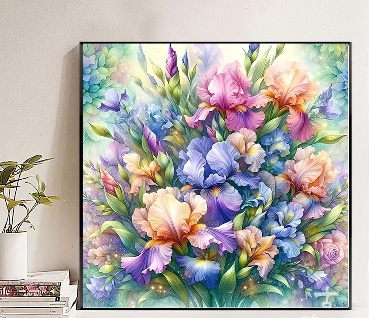 DIY kruissteekborduurpakket/Iris (plant)/gedrukt kruissteekpatroon borduurpakket (frame niet inbegrepen) 40*40CM