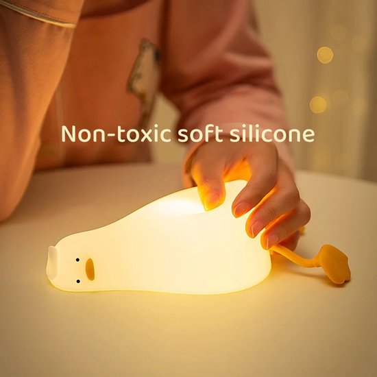 Eend Siliconen Nachtlamp - Zachte Baby Nachtlamp voor Slapen & Borstvoeding - Perfect Kraamcadeau - Tik & Knijp Bedieningsfunctie van Eend — afbeelding 3