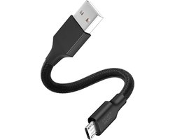 Micro usb kabel - Oplader - Geschikt voor oude ingang Samsung huawei xiaomi oppo honor sony htc jbl bose telefoon speaker koptelefoon oplaadkabel - Kort - Stevig - 30cm - Zwart