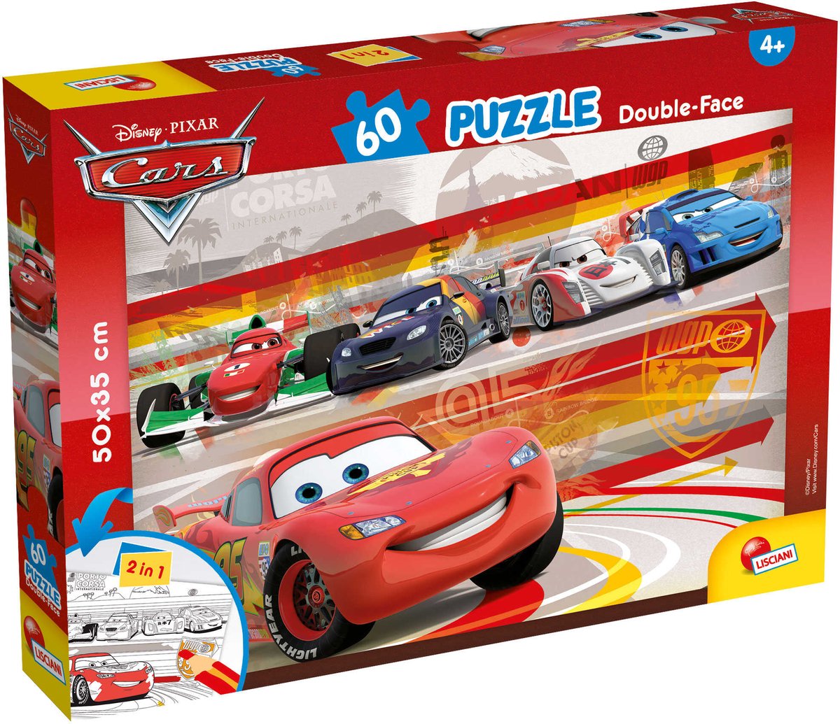 Lisciani - cars - double face - puzzel - 60 stukjes