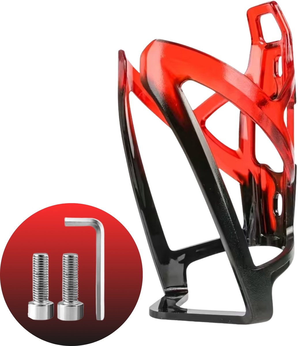 RAMBUX® - Bidonhouder Fiets - Zwart-Rood - Lichtgewicht Houder voor Bidon - Sportief - Mountainbike Fleshouder - Racefiets Houder