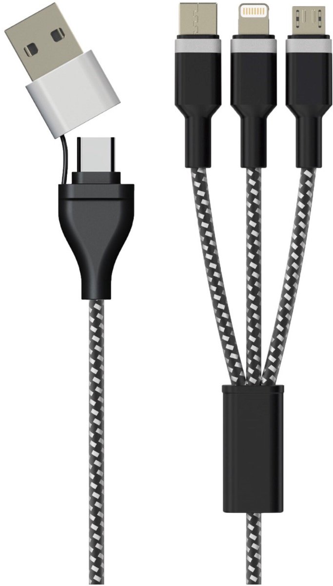 Sinox Mobility PRO X - Aansluitkabel USB-A + USB-C naar Lightning + USB-C + Micro USB