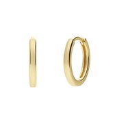 Lucardi Dames Zilveren goldplated oorringen met zirkonia 15mm voor dames - Oorbellen - 925 Zilver - Goudkleurig