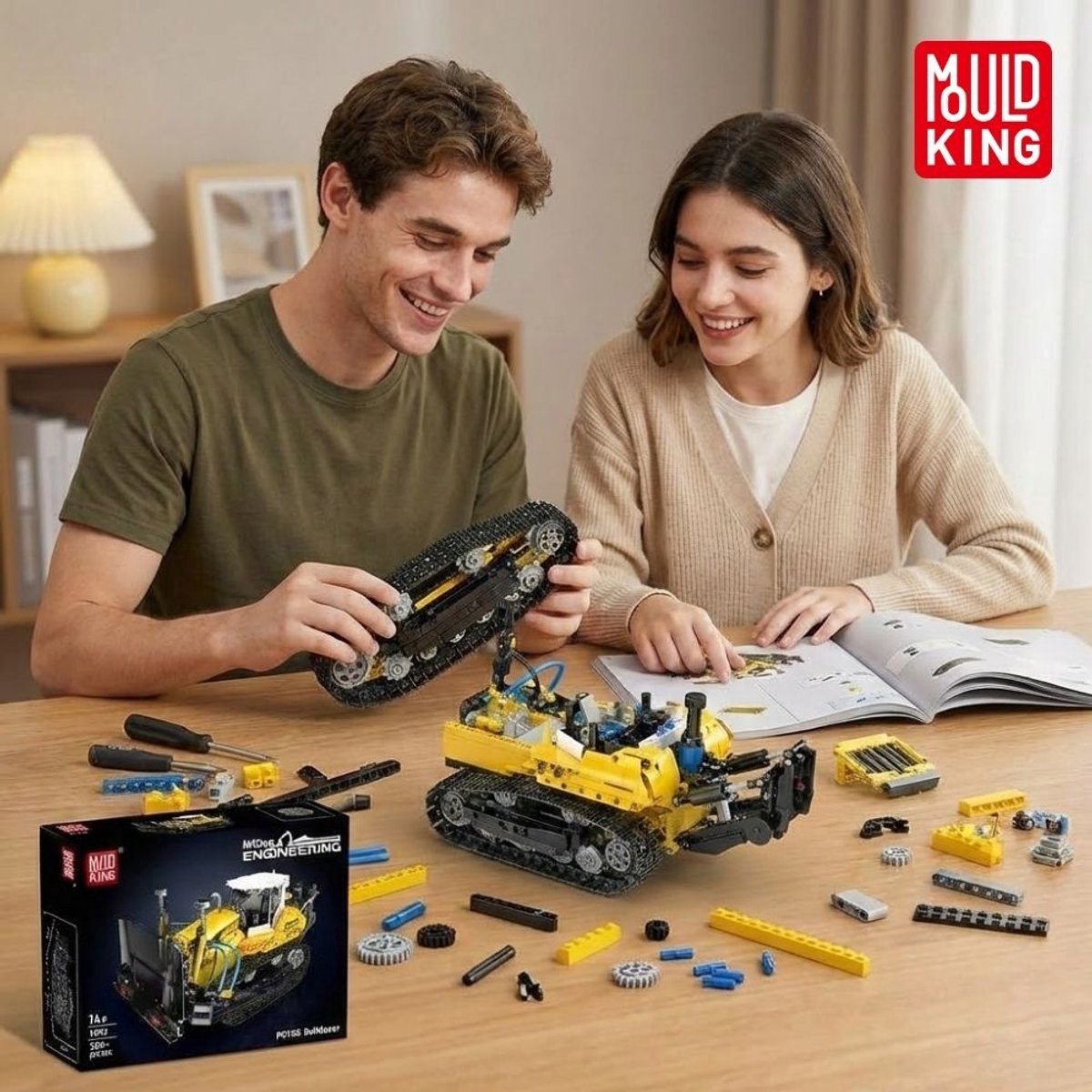Mould King 19019 PR756 Bulldozer bouwset | Creator technische auto modelbouw | Educatief classic constructie speelgoed bouwpakketten voor kinderen & volwassenen | Hydropomp niet geschikt voor Lego technic | Bouwdoos met 1200 bouwstenen — afbeelding 7