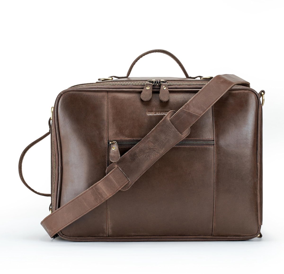 DE LAMASSU® (Zander) 2-in-1 Leren Rugzak & Schoudertas – Echt Volnerf Leer – Laptop 15,6 Inch – Camera & Business Tas – Unisex