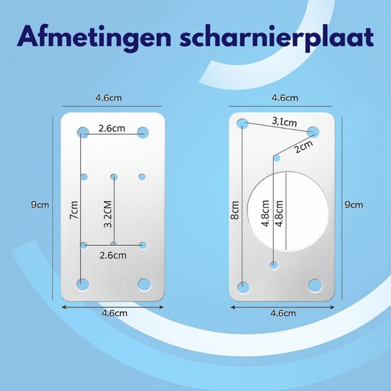 4 Sets Scharnier Reparatie Plaat Scharnier Reparatie Beugels Rvs Scharnier Reparatie Scharnieren Reparatie Plaat met Gat en Schroeven