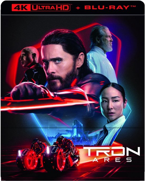 4K Ultra HD + Blu-ray: Tron: Ares met Jared Leto, Ludin en Grace, op neon-licht motoren.