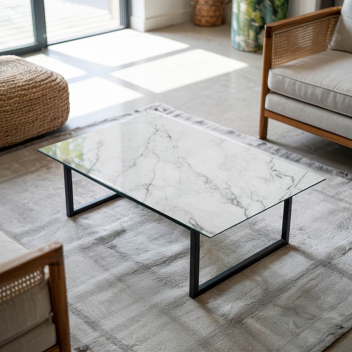 Coloray Tafelblad - Gehard Glas Tafelblad - 100x70 cm - Wit - Rechthoek Glazen Tafelblad -