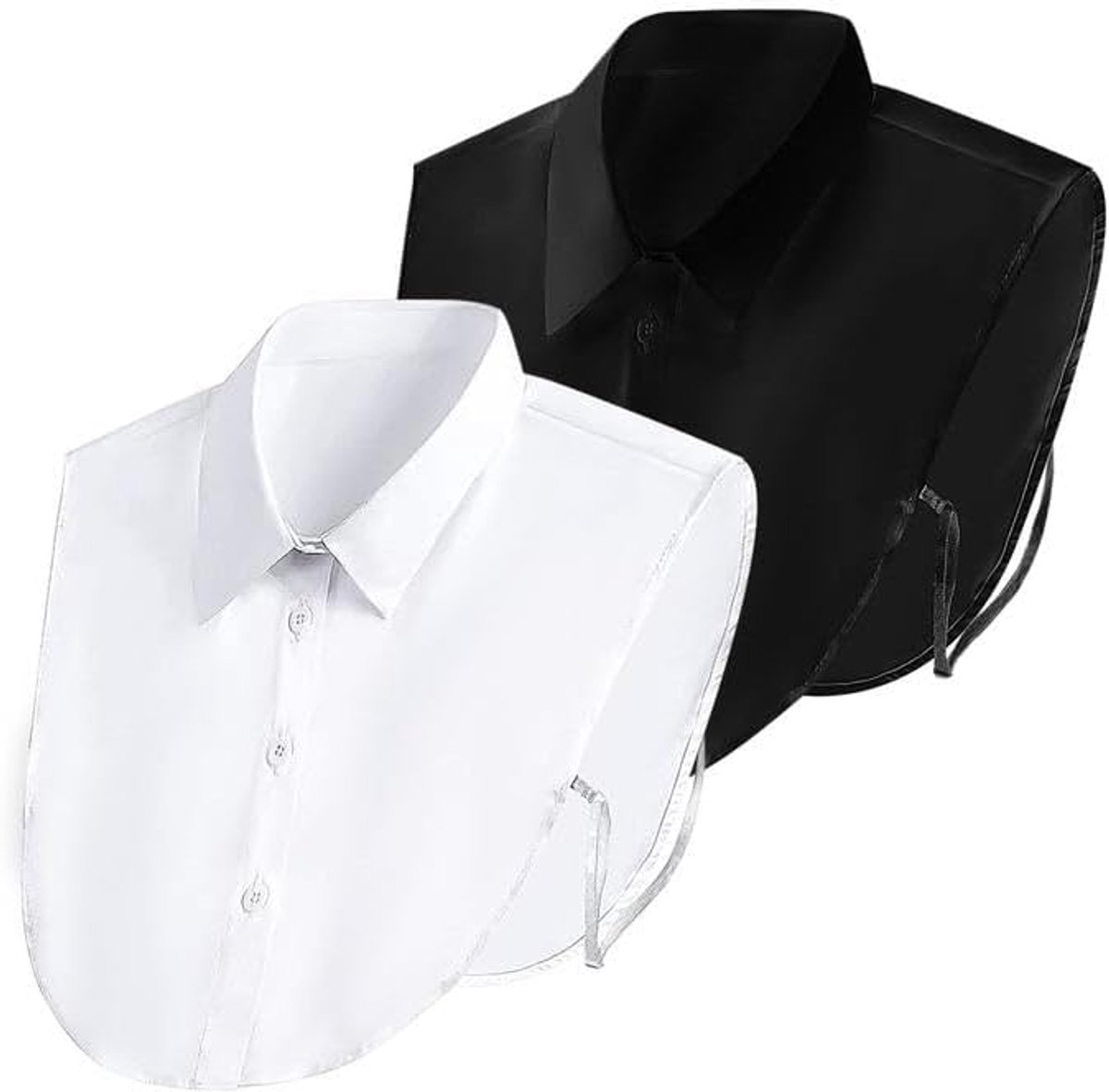OIMG Kraagjes - Set van 2 Losse Dames Kraagjes - Blousekraag - Afneembare Puntkraag - Blouse Kraagje - los kraagje voor ergens onder - voor truien, kraagloze kleding - Overhemd Vervanging - Zwart en Wit
