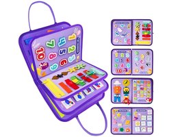 Montessori Activiteiten Boek - Uitgebreide Busy Board - Motoriek Map voor Thuis en Onderweg - Perfect voor op Vakantie - Activiteitenboek - Vaardigheden Kinderen - Educatieve speelgoed - Zeemeermin Paars