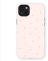 Tough Hoesje avec Hartjes adapté pour iPhone 15 Plus | Little Love Tough Case Adapté pour Mag | Coque arrière Hartjes Print compatible avec iPhone 15 Plus Sanded Hearts