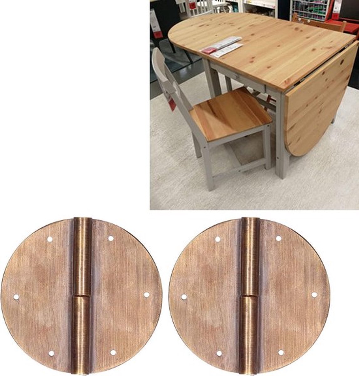 Antieke Messing Ronde Scharnier voor Meubels 6cm - Set van 2 - Home Decoratie en Renovatie