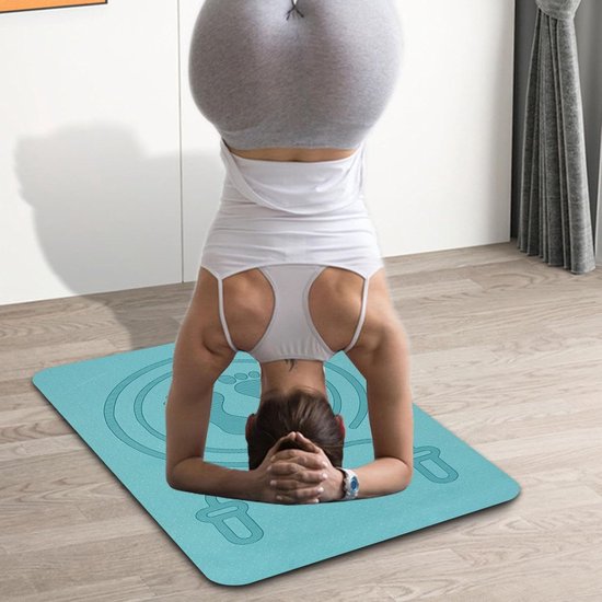 Yogamat - Sportmat - Fitnessmat - Jump Rope Mat 60x40 cm - 8mm Dikke Anti-Slip TPE Skipping Mat - Schokabsorberende Ondergrond voor Touwtjespringen & Fitness - Blauw van Avento — afbeelding 2