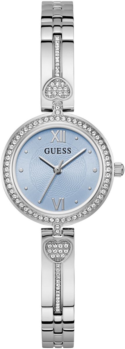 Guess Lovey Quartz Analoog Horloge Zilverkleurig Kast: 100% Gerecycleerd Kunststof | Armband: 100% Gerecycleerd Kunststof 27 mm GW0655L4, GW0655L5