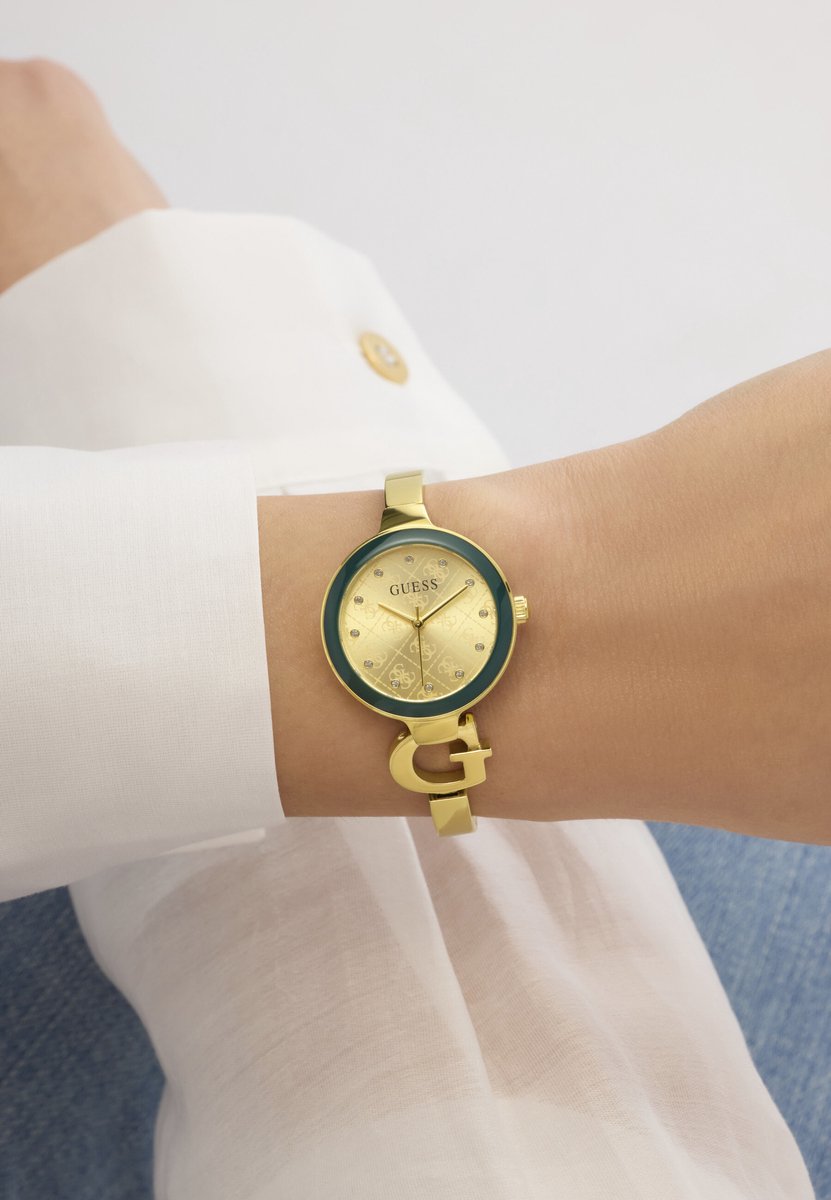 Guess Giselle Quartz Analoog Horloge Goudkleurig Kast Gemaakt Van 100% Roestvrij Staal En Een Armband Van 100% Roestvrij Staal 28 GW0999L2