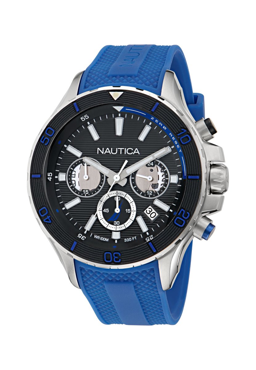 Nautica Nst Quartz Analoog Horloge Blauw Material 100% Roestvrij Staal 100% Siliconaarmband 46 mm NAPNSF501