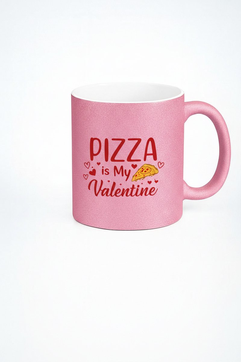 Roze 'Pizza is My Valentine' Mok - Uniek Valentijnscadeau met Pizza Design
