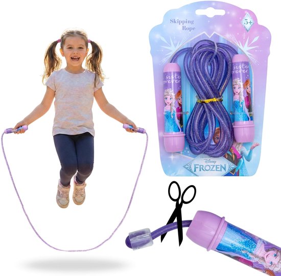 DISNEY Frozen Paars, verstelbaar springtouw voor meisjes, springtouw met handvatten voor kinderen, lang 2,4m