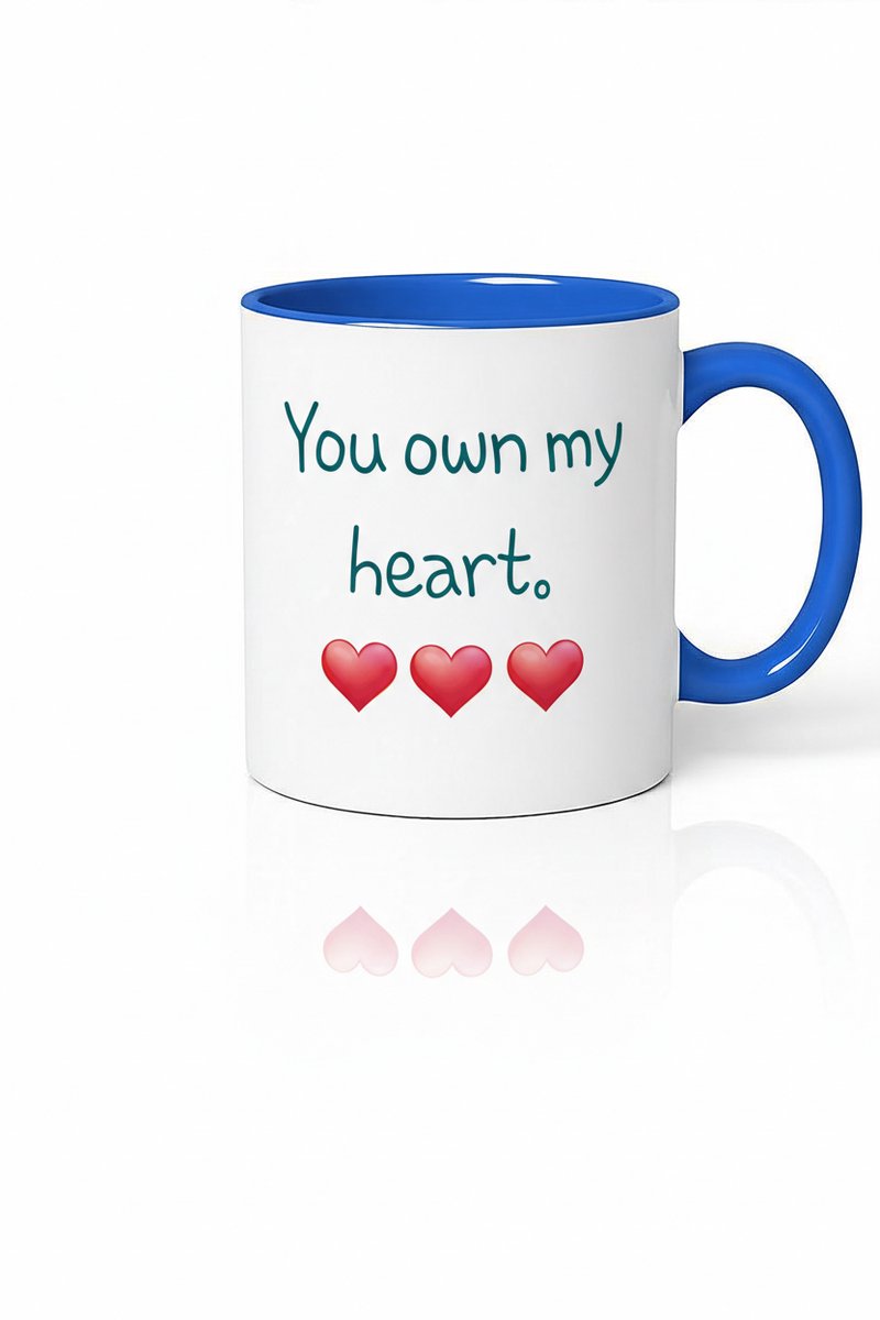 Liefdes Mok 'You Own My Heart' met 3 Rode Harten - Romantisch Cadeau