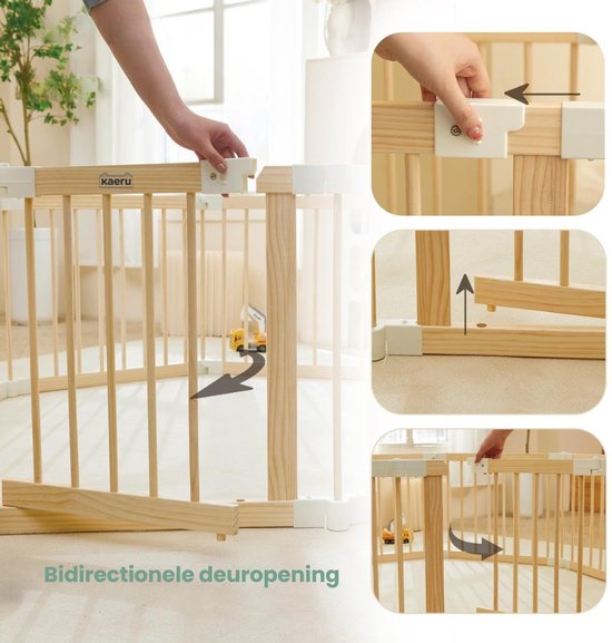 Kaëru® Houten Speelbox – 140×140×61 cm – Grondbox Baby – Opvouwbare Babyren – Nieuw-Zeelands Dennenhout – Wit Kliksysteem – Veilig, Stabiel & Ruim Speelhek – Voor Baby’s, Peuters & Huisdieren — afbeelding 4