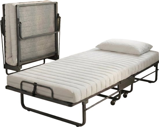 Sleepking - Lit pliant Sofia - Lit pliant avec fond à ressorts en spirale - Lit d'appoint 1 personne 90x200 - Met housse de protection - À utiliser quotidiennement