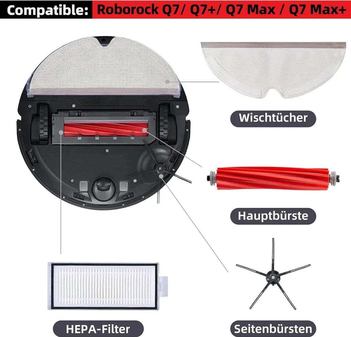 Kit de accesorios para aspiradora robot Roborock Q7, Q7 , Q7 Max, Q7 Kit de accesorios para aspiradora robot Roborock Q7, Q7 , Q7 Max, Q7