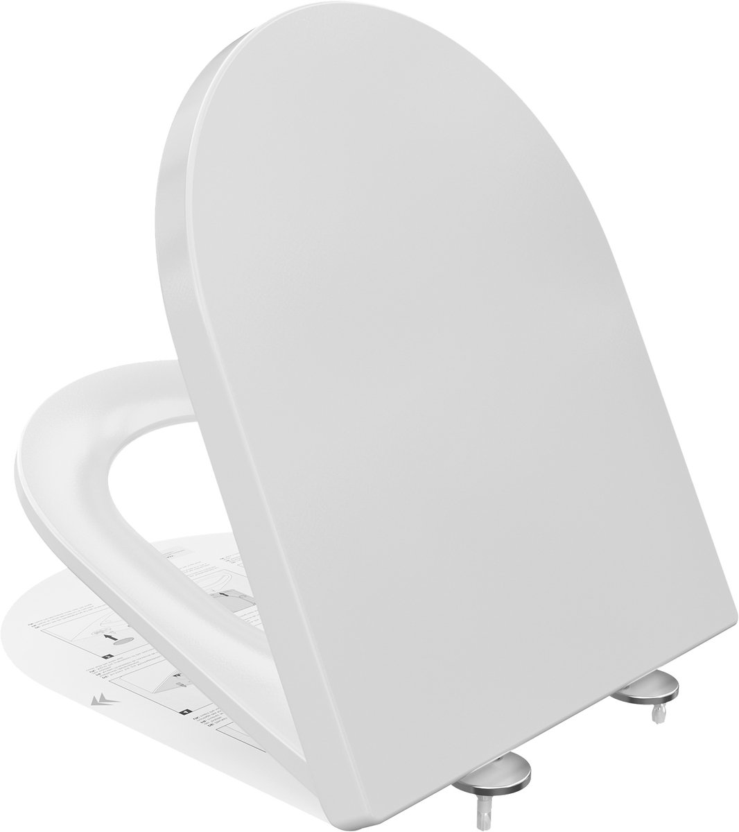 CECIPA Max WC bril - D-vorm - Duroplast - Softclose - Toiletbril met deksel - Easy Clean functie - RVS-Scharnieren - Inclusief Bevestigingsmateriaal -Wit