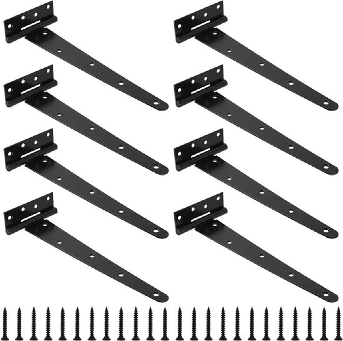 Scharnieren voor deuren, inklapbaar, zwart, 300 mm, met schroeven - Set van 8 stuks