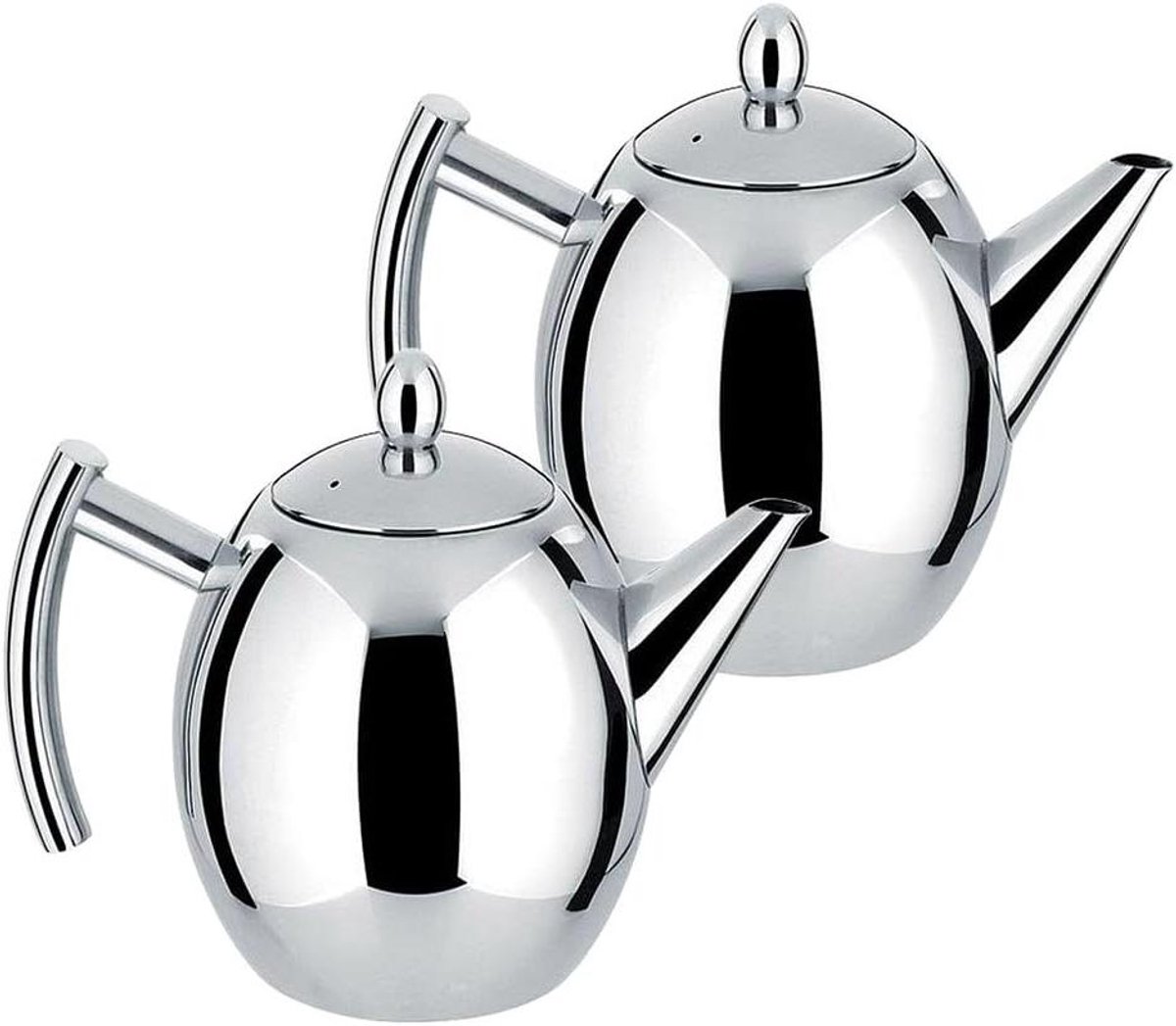 Theepot Cafetiere van Zilver RVS met Groot Filter - 1 Liter Capaciteit