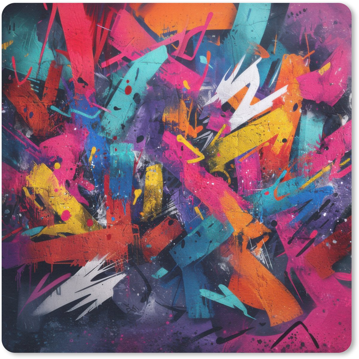 Muismat 20x20 cm - Mousepad Abstract - Explosie - Neonkleuren - Muismatten