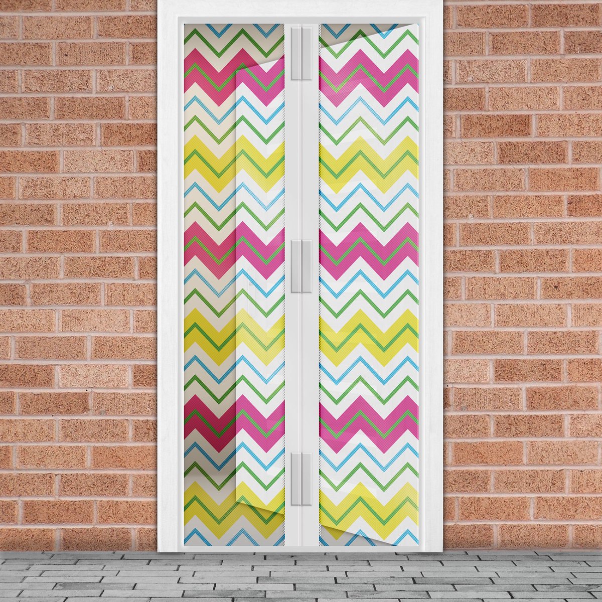 Magnetisch Deurgordijn Tegen Insecten – Vliegengordijn / Hordeur - Hor met Magneten – Zigzag Patroon – 100 x 210 cm – Zelfsluitend – Met Klittenband – Wasbaar en UV-Bestendig – Voor Deur en Balkon [11398N]
