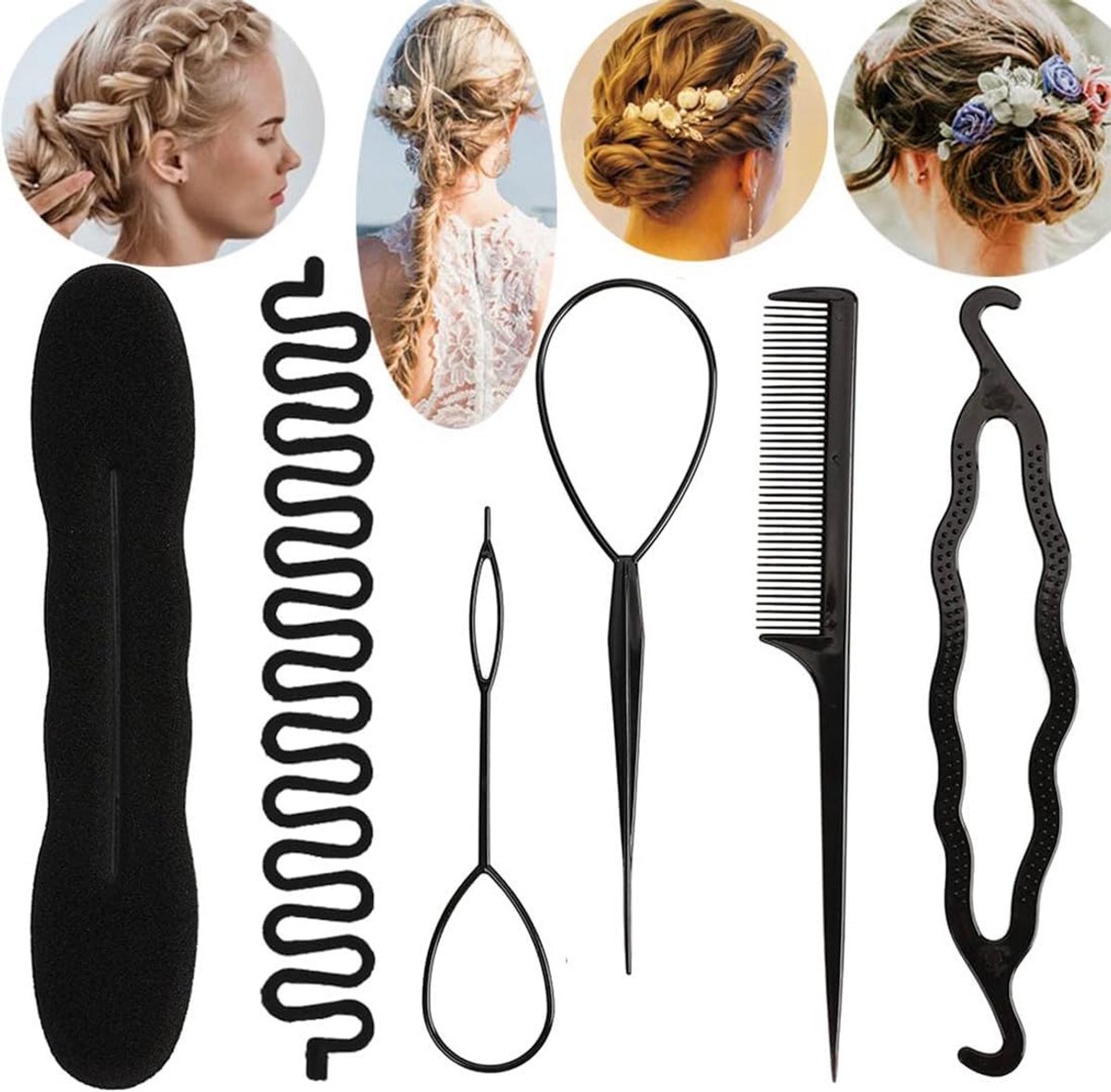 6 stuks haarvormer voor snelle en makkelijke haarknotjes