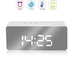 foto van Luxime® - Digitale Wekker - Slaapkamer - Klok - Alarmklok - Energiezuinig - Wit