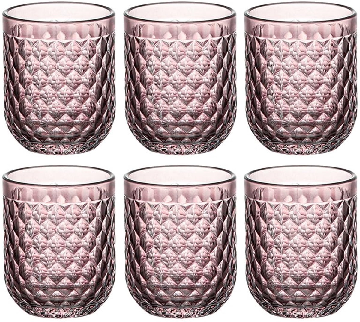 Unyqoos® Set van zes elegante glazen met geribbeld design voor diverse dranken
