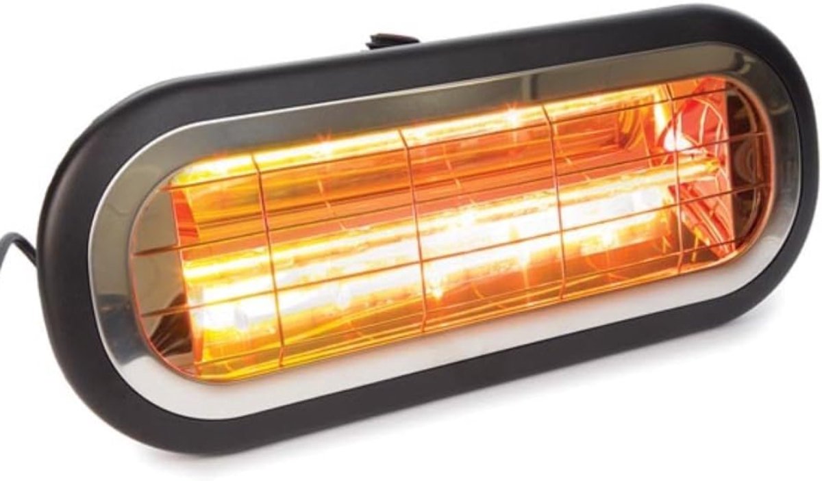 MMM® Terras Verwarmer - Heater - Terrasverwarmer Elektrisch - Wand-Plafondmontage met Beugel- 45° Kantelbaar - 2000W- Zwart - 8 cm x 46 cm x 19 cm