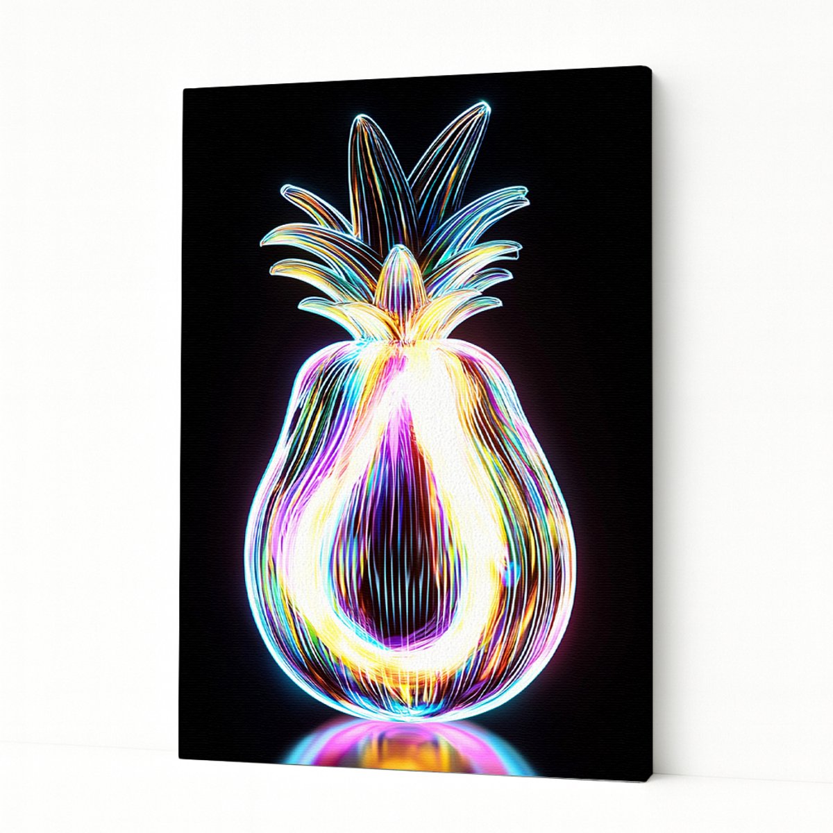 Neon ananas – wanddecoratie – Canvas schilderij – 50x70 cm