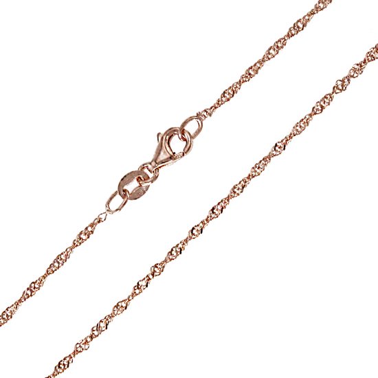 Cavill rosé vergulde zilveren ketting (925 sterling) met karabijnsluiting en een licht filigraan koord, 45 cm.